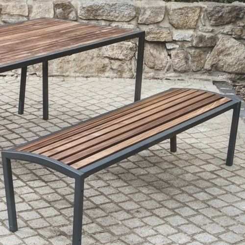 Moderne Bank für den öffentlichen Raum - CAMILLA PW - CITY DESIGN - galvanisiertem Stahl / Holz / ohne Rückenlehne