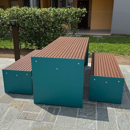 Moderner Picknicktisch - LENA TA - CITY DESIGN - galvanisiertem Stahl / Holz / Gestell aus galvanisiertem Stahl