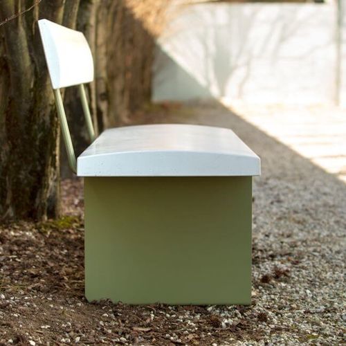 Moderne Bank - MALY - CITY DESIGN - galvanisiertem Stahl / Hochleistungsbeton / mit Rückenlehne