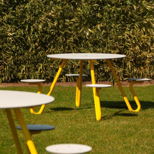 Moderne Tischgarnitur - ZOID R - CITY DESIGN - galvanisiertem Stahl / HPL / Garten