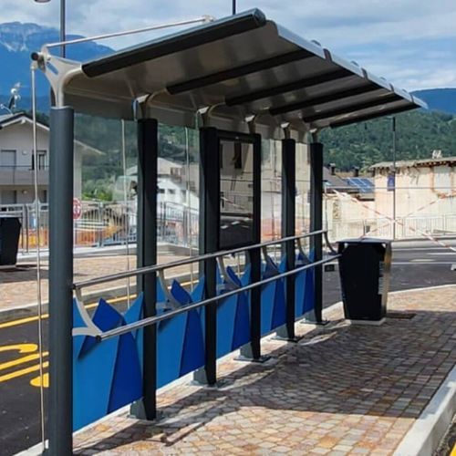 Aluminium-Buswartehalle - YCARO - CITY DESIGN - Edelstahl / mit Bank / LED
