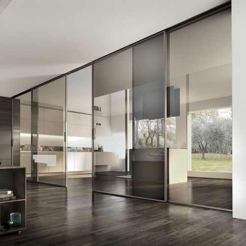 Schiebetrennwand - LINEAR : QUASAR 3 LEAVES | 4 LEAVES - COCIF SOCIETA' COOPERATIVA - mit Glasfront / Aluminium / für Wohnhaus
