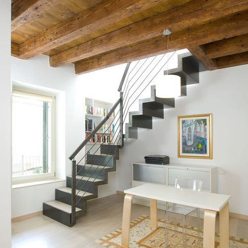 Viertelgewendelte Treppe - A 228 - METALL CONCEPT - Holzstufen / mit Metallstruktur / für Privatgebrauch