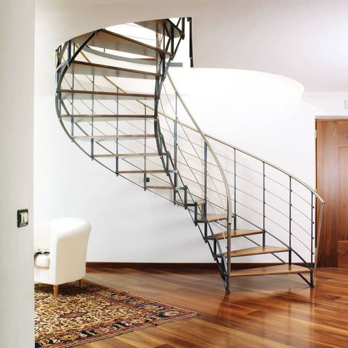 Spindeltreppe - B 402 - METALL CONCEPT - Holzstufen / mit Metallstruktur / für Privatgebrauch