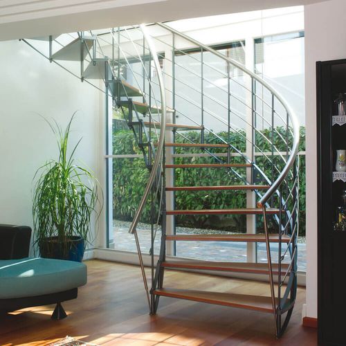 Runde Wendeltreppe - B 403 - METALL CONCEPT - Holzstufen / mit Metallstruktur / für Privatgebrauch