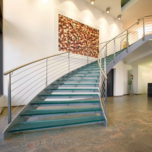 Runde Wendeltreppe - B 410 - METALL CONCEPT - Glasstufen / mit Metallstruktur / für professionellen Einsatz