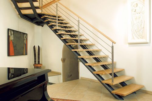 Viertelgewendelte Treppe - G 214 - METALL CONCEPT - Holzstufen / mit Metallstruktur / für Privatgebrauch