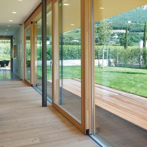 Glasschiebetür - PLANUS - PB FINESTRE - Holz / Aluminium / mit Doppelverglasung