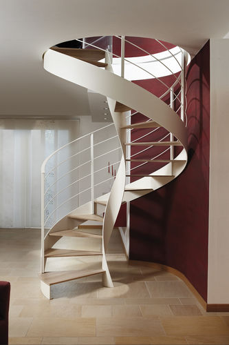 Spindeltreppe - ELI AC 02 - RIZZI - Holzstufen / mit Stahlstruktur / modern
