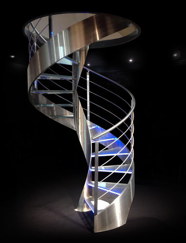 Wendeltreppe - ELI AC 14 - RIZZI - Glasstufen / mit Edelstahlstruktur / modern