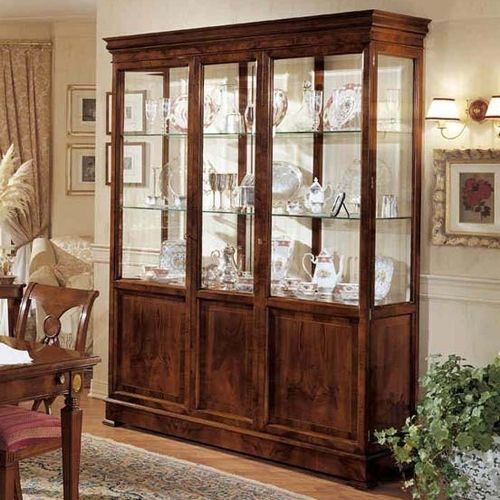 Stil-Geschirrschrank - 682N - SALCA ASIAGO - Nussbaum / Mahagoni / Glas