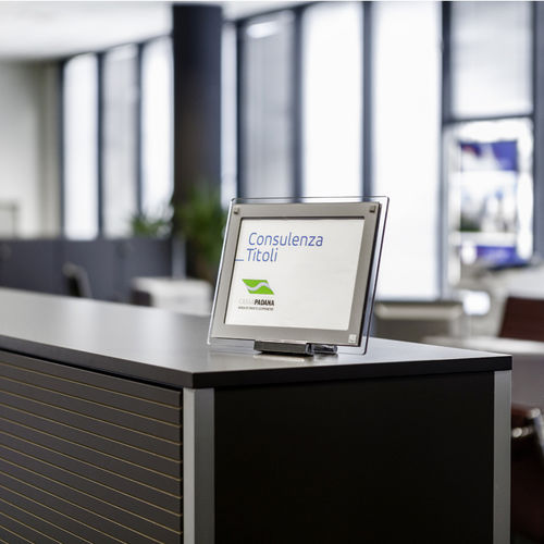 Tischschild - SIGN_DESK - Flex - Plexiglas® / doppelseitig / für den Innenraum