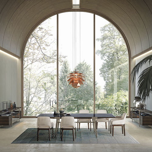 Moderner Esstisch - Domus  - TURRI - Holz / Marmor / Gestell aus Metall