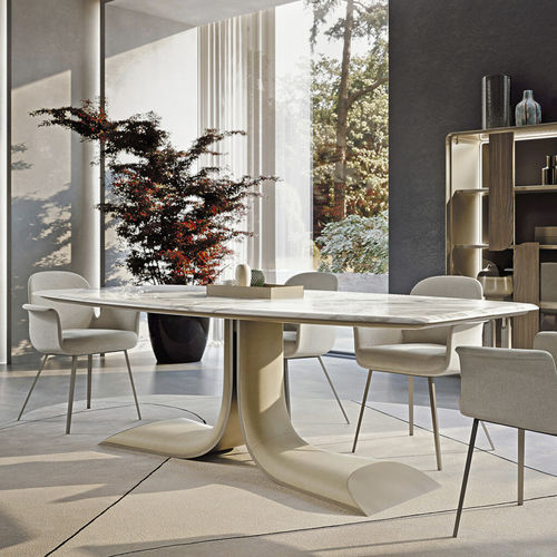 Moderner Tisch - Soul  - TURRI - MDF / Marmor / Gestell aus Leder