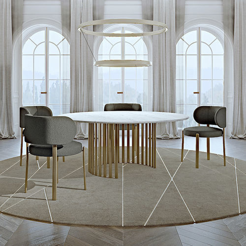 Moderner Tisch - Roma - TURRI - lackiertes Holz / Marmor / Gestell aus Metall