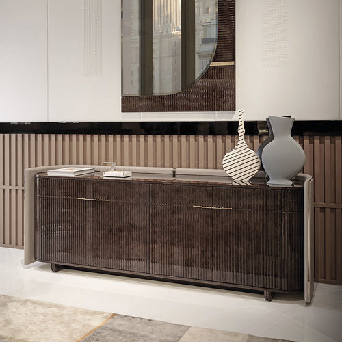 Modernes Sideboard - Eclipse - TURRI - Holz / Leder / mit Schwingtür