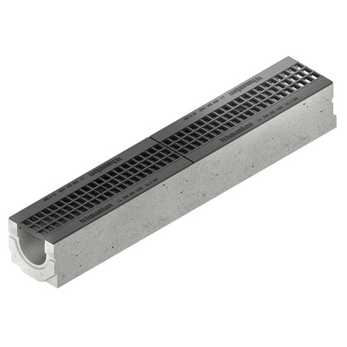 Gitter-Abflussrinne - FASERFIX STANDARD - HAURATON - mit Neigung / Faserbeton / Metallgitter