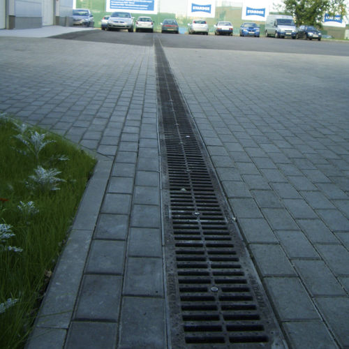 Gitter-Abflussrinne - FASERFIX KS - HAURATON - Faserbeton / galvanisiertem Stahlgitter / Gusseisengitter