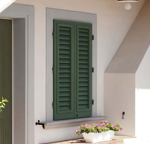 Einflügeliger Fensterladen - FIORENTINA  - CIPRIANI SERRAMENTI - Lamellen / Aluminium / Holzoptik