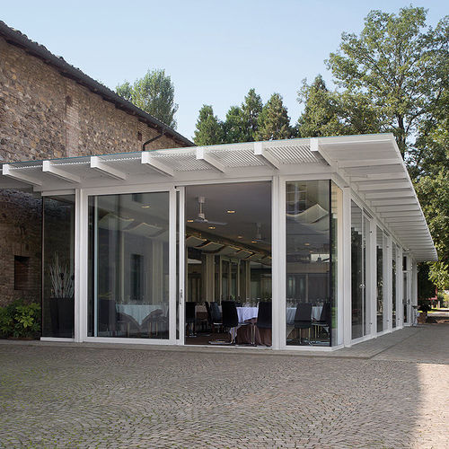 Aluminium-Veranda - CIPRIANI SERRAMENTI - Stahl / Ganzglas / gemauerte