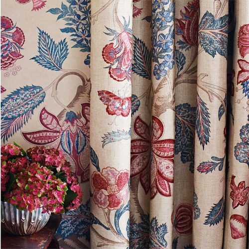 Möbelstoff - KALAMKARI - Zoffany - für Vorhänge / Rollo / Blumenmotive