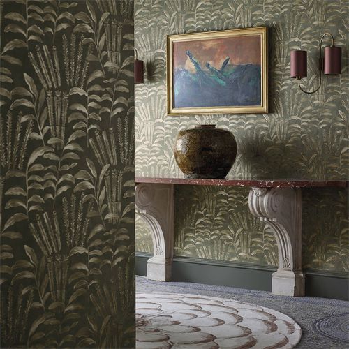 Moderne Tapete - HIGHCLERE - Zoffany - Naturmotiv / Metalloptik / grau