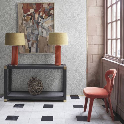 Moderne Tapete - MITFORD - Zoffany - Damast-Motiv / Stoffoptik / grau