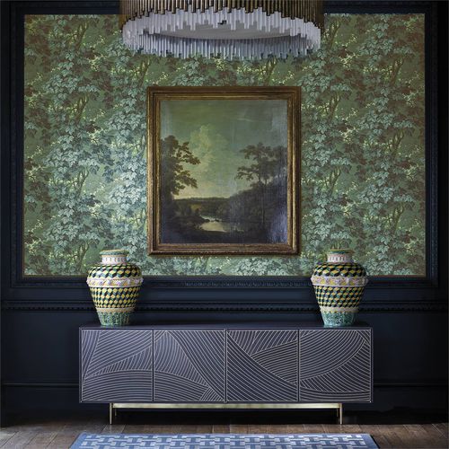 Moderne Tapete - RICHMOND PARK - Zoffany - Naturmotiv / Stoffoptik / grau