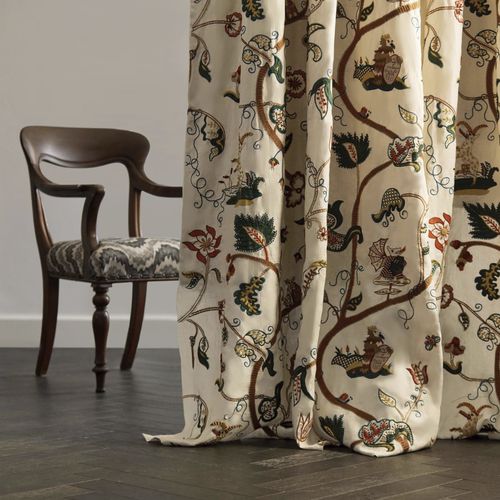 Vorhangstoff - BORDADO HAMPTON  - Zoffany - Rollo / Tiermuster / Blumenmotive