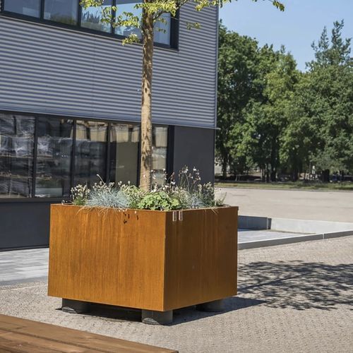 Kunststoff-Pflanzkübel - TYPE 1200-600 - ACO - Holz / rechteckig / mit automatischer Bewässerung