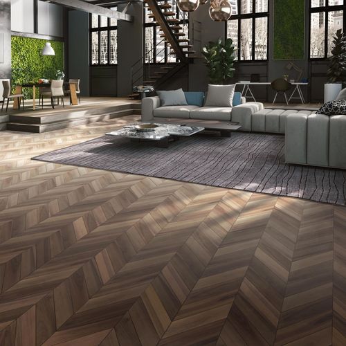 Mehrschichtparkett - European Neutro - BERTI PAVIMENTI LEGNO - Nussbaum / gebürstet / lackiert