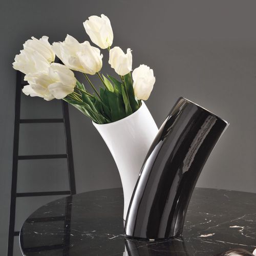 Vase / originelles Design - ABBRACCIO - ADRIANI E ROSSI EDIZIONI - Keramik / schwarz