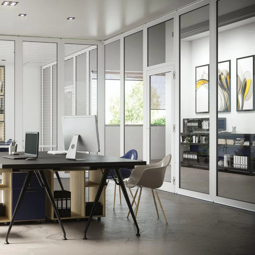 Schiebetrennwand - AKUSTIKGLAS - ESTFELLER - Falt / mit Glasfront / für professionellen Einsatz