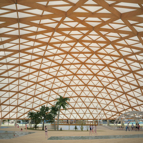 Holz-Dachstuhl / Lamellen - SPACEWOOD DOME - WOOD SYSTEM INTERNATIONAL SRL - Dachbinder / für Unterstand / für öffentliche Bereiche