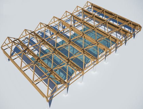 Holz-Dachstuhl / Lamellen - SPACEWOOD - WOOD SYSTEM INTERNATIONAL SRL - für öffentliches Schwimmbad