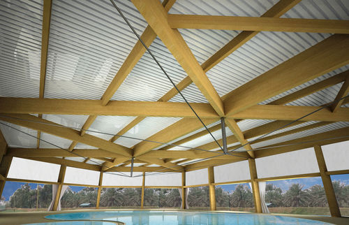 Holz-Dachstuhl / Lamellen - WOOD SYSTEM INTERNATIONAL SRL - für öffentliches Schwimmbad