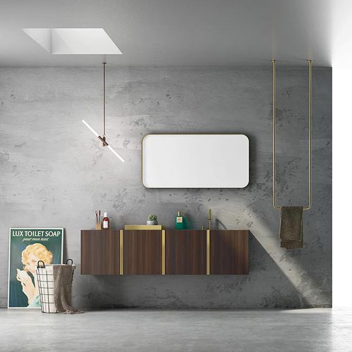Wandhängender Waschtisch-Unterschrank - OPERA - ALTAMAREA - Massivholz / modern / mit Spiegel