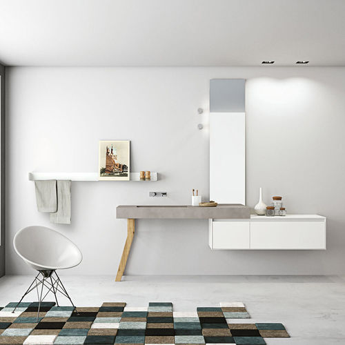 Wandhängender Waschtisch-Unterschrank - ARIA - ALTAMAREA - Eiche / modern / mit Ablage