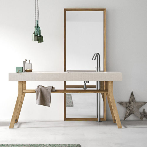 Freistehender Waschtisch-Unterschrank - ARIA - ALTAMAREA - Eiche / modern / mit Spiegel