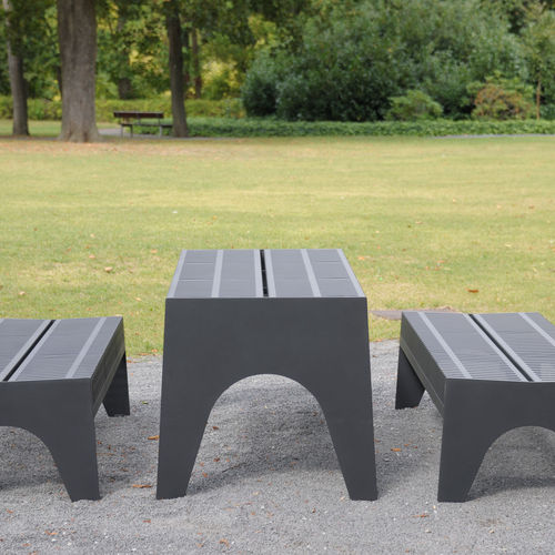 Moderner Picknicktisch - CHALIDOR 500 - BENKERT BÄNKE - Edelstahl / mit