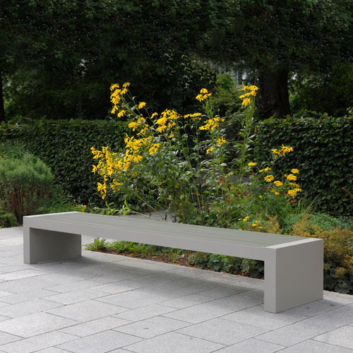 Moderne Bank für den öffentlichen Raum - COMFONY 40 - BENKERT BÄNKE - Aluminium / lackierter Edelstahl / 100% recycelbar