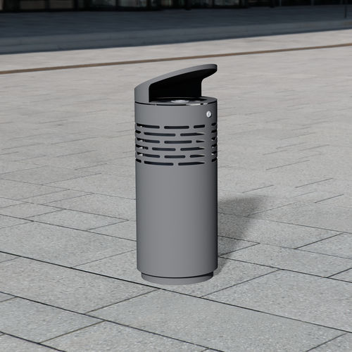 Park-Abfallbehälter - 1220 - BENKERT BÄNKE - lackierter Edelstahl / mit integriertem Aschenbecher / mit Deckel