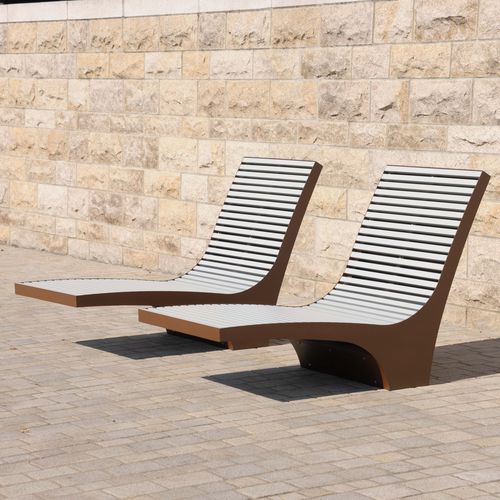 Moderne Sonnenliege - COMFONY 600 - BENKERT BÄNKE - thermolackiertes Aluminium / lackierter Edelstahl / für öffentliche Bereiche