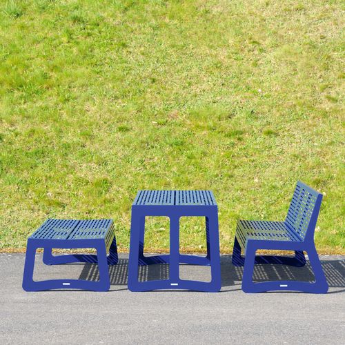 Moderner Picknicktisch - CHALIDOR 200 - BENKERT BÄNKE - lackierter Edelstahl / Gestell aus Edelstahl / rechteckig