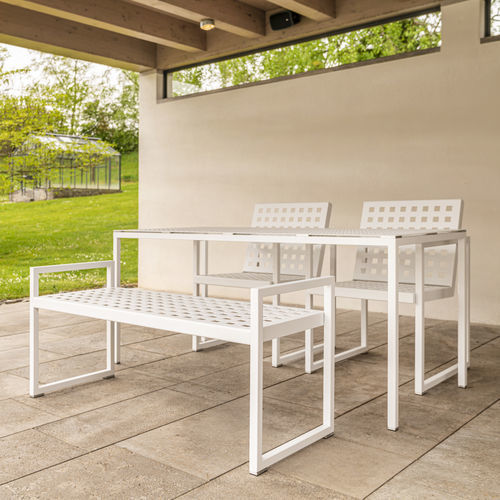 Moderne Tisch- und Stuhlkombination - CHALIDOR 600 M - BENKERT BÄNKE - für Restaurants / für Außenbereich / Edelstahl