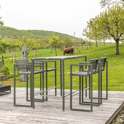 Moderne Tisch- und Stuhlkombination - CHALIDOR 600 L - BENKERT BÄNKE - für den Innenraum / für Außenbereich / Edelstahl