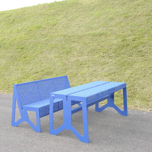 Moderner Picknicktisch - CHALIDOR 100 - BENKERT BÄNKE - lackierter Edelstahl / Gestell aus Edelstahl / rechteckig