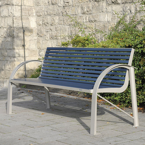 Moderne Bank für den öffentlichen Raum - COMFONY 120 - BENKERT BÄNKE - pulverbeschichteter Stahl / Aluminium / PET