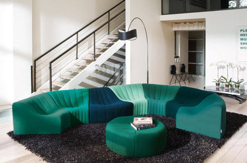 Modulsofa - CHROMATIQUE - steiner - originelles Design / Stoff / blau
