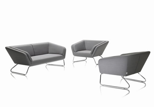 Modernes Sofa - ORA GAMI - steiner - Stoff / Leder / grau